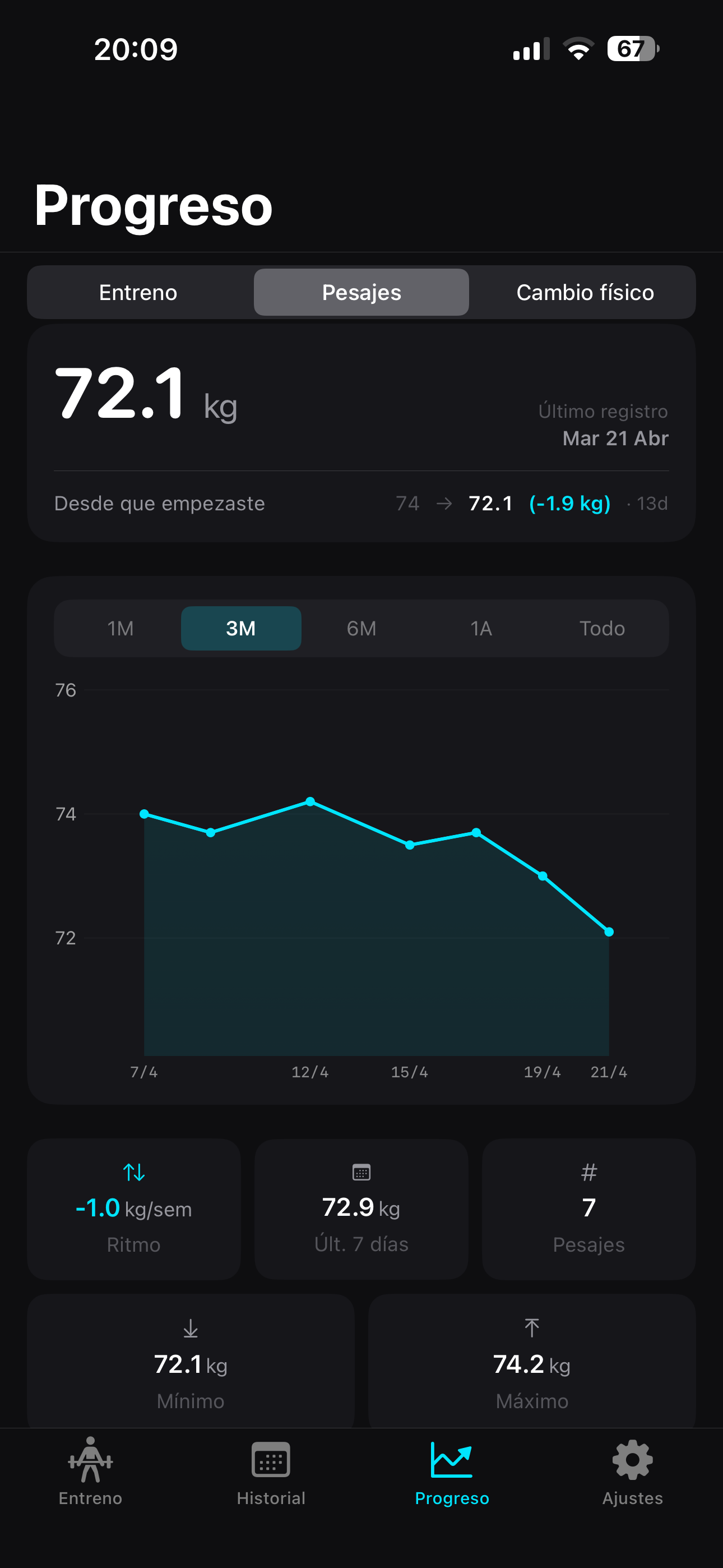 GymSets body weight tracking